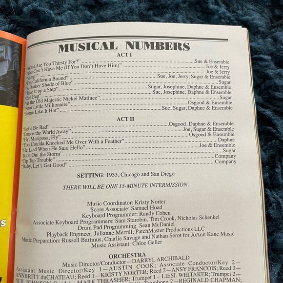 Some Like It Hot Playbill May 2023 Shubert Theatre Original Cast OBC Borle Ghee - Picture 3 of 3